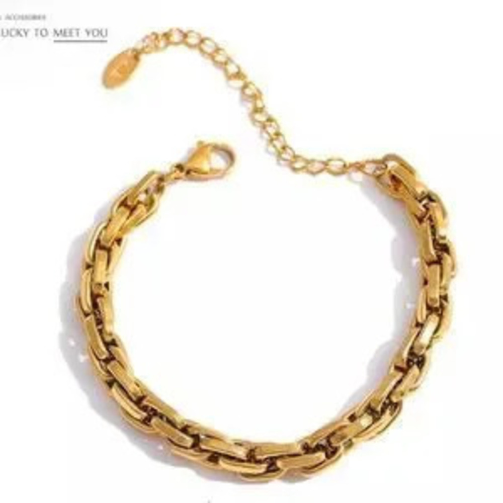 New 18K Gold Plated Chunky?Chain Bracelet 7+3 inch extension